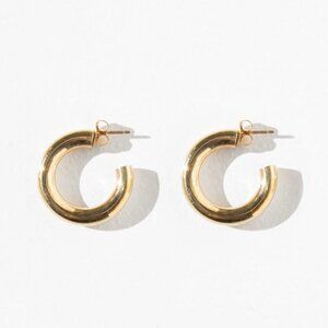 LAURA LOMBARDI MEDIUM BRASS HOLLOW HOOP EARRINGS